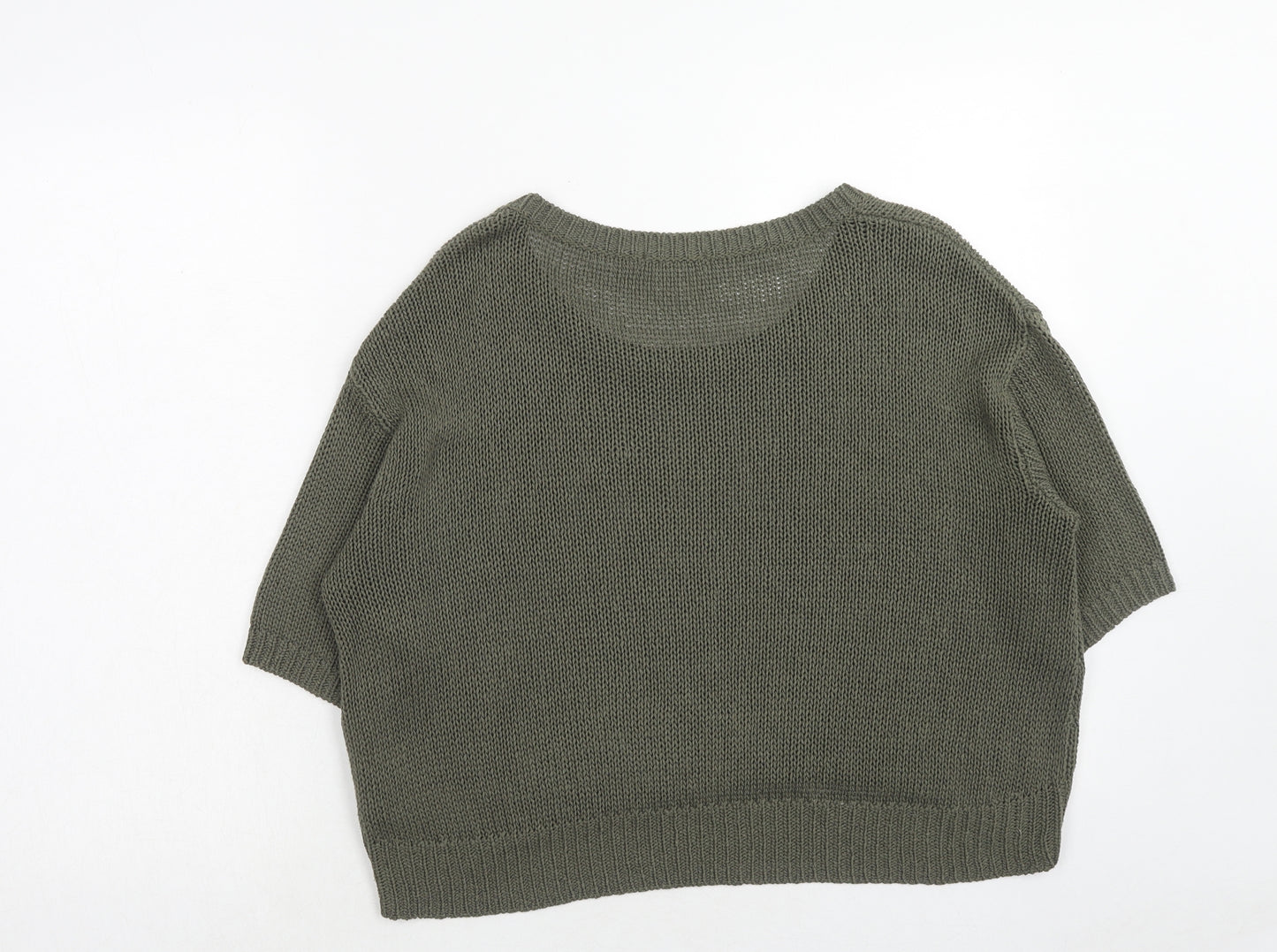 H&M Womens Green Boat Neck Acrylic Pullover Jumper Size M