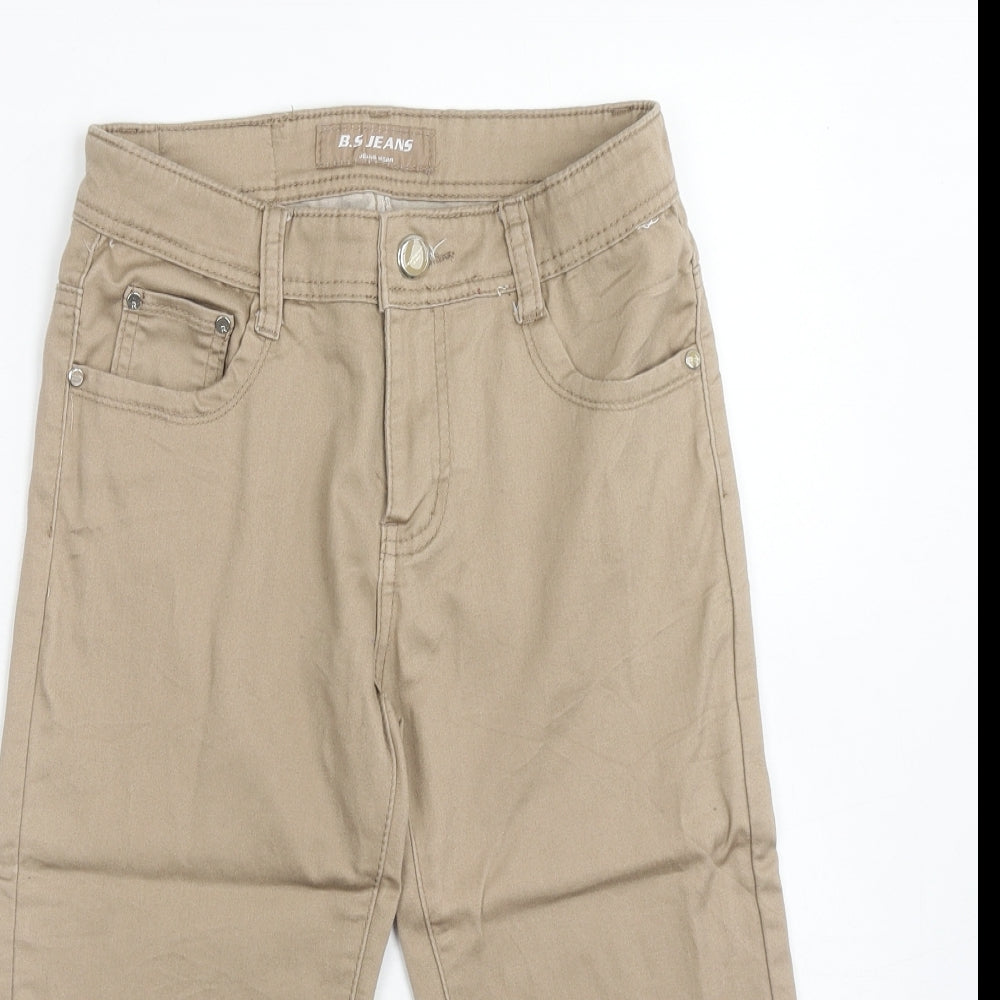 bs jeans Womens Beige Cotton Straight Jeans Size 8 Regular Zip