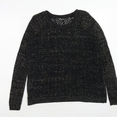 Internacionale Womens Black Boat Neck Cotton Pullover Jumper Size 8