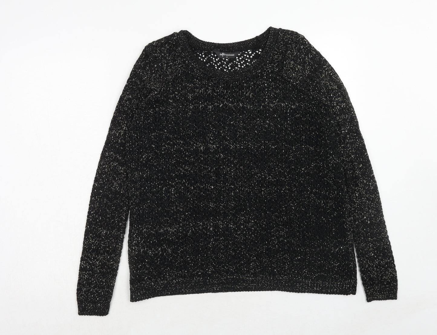 Internacionale Womens Black Boat Neck Cotton Pullover Jumper Size 8