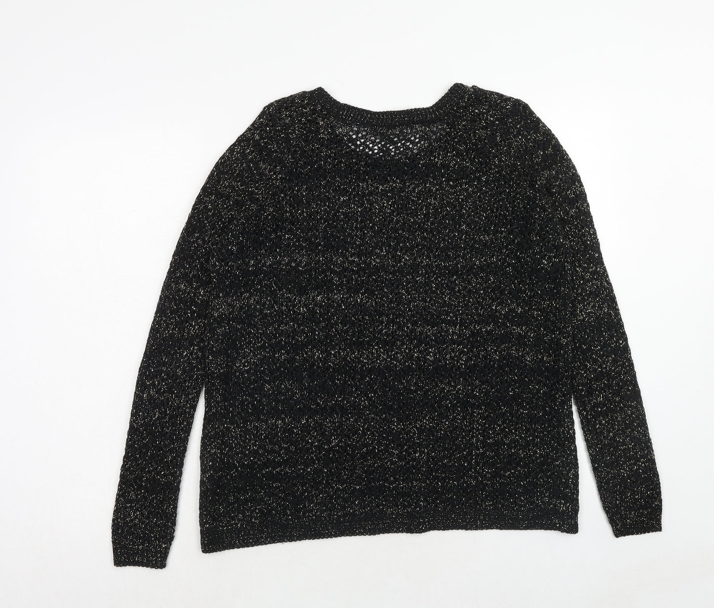 Internacionale Womens Black Boat Neck Cotton Pullover Jumper Size 8