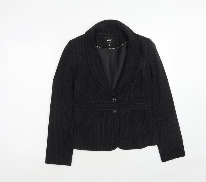 iyen Womens Black Polka Dot Polyester Jacket Blazer Size 10