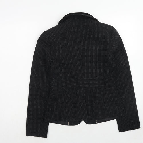 iyen Womens Black Polka Dot Polyester Jacket Blazer Size 10