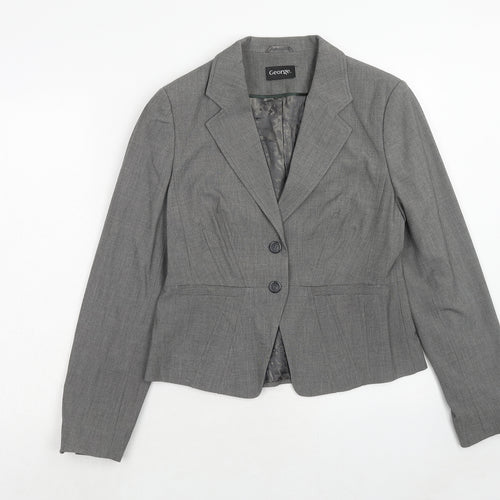 George Womens Grey Polyester Jacket Blazer Size 10