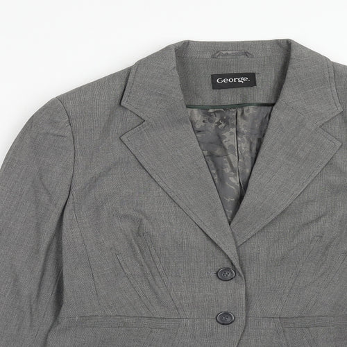 George Womens Grey Polyester Jacket Blazer Size 10