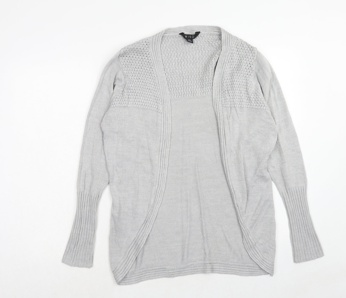 Miso Womens Grey V-Neck Acrylic Cardigan Jumper Size 12
