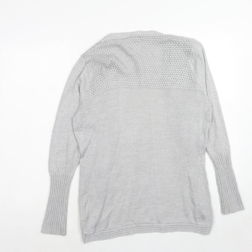 Miso Womens Grey V-Neck Acrylic Cardigan Jumper Size 12