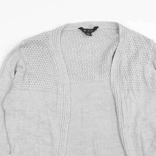 Miso Womens Grey V-Neck Acrylic Cardigan Jumper Size 12