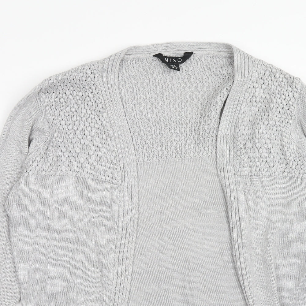 Miso Womens Grey V-Neck Acrylic Cardigan Jumper Size 12
