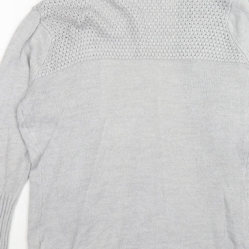 Miso Womens Grey V-Neck Acrylic Cardigan Jumper Size 12