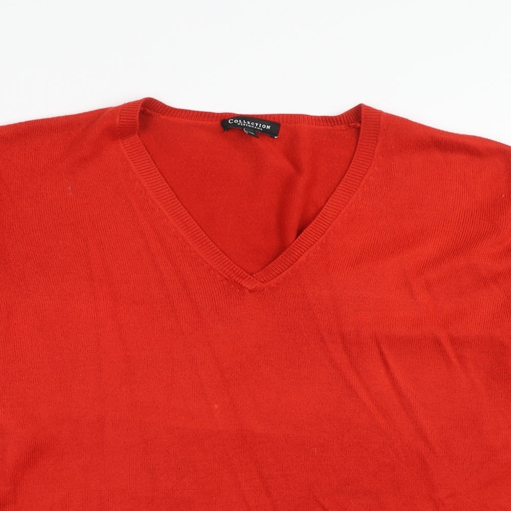 Debenhams Womens Red V-Neck Acrylic Pullover Jumper Size 12
