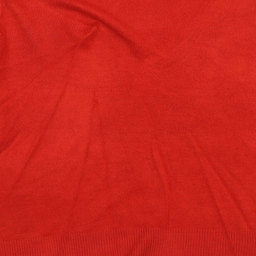 Debenhams Womens Red V-Neck Acrylic Pullover Jumper Size 12