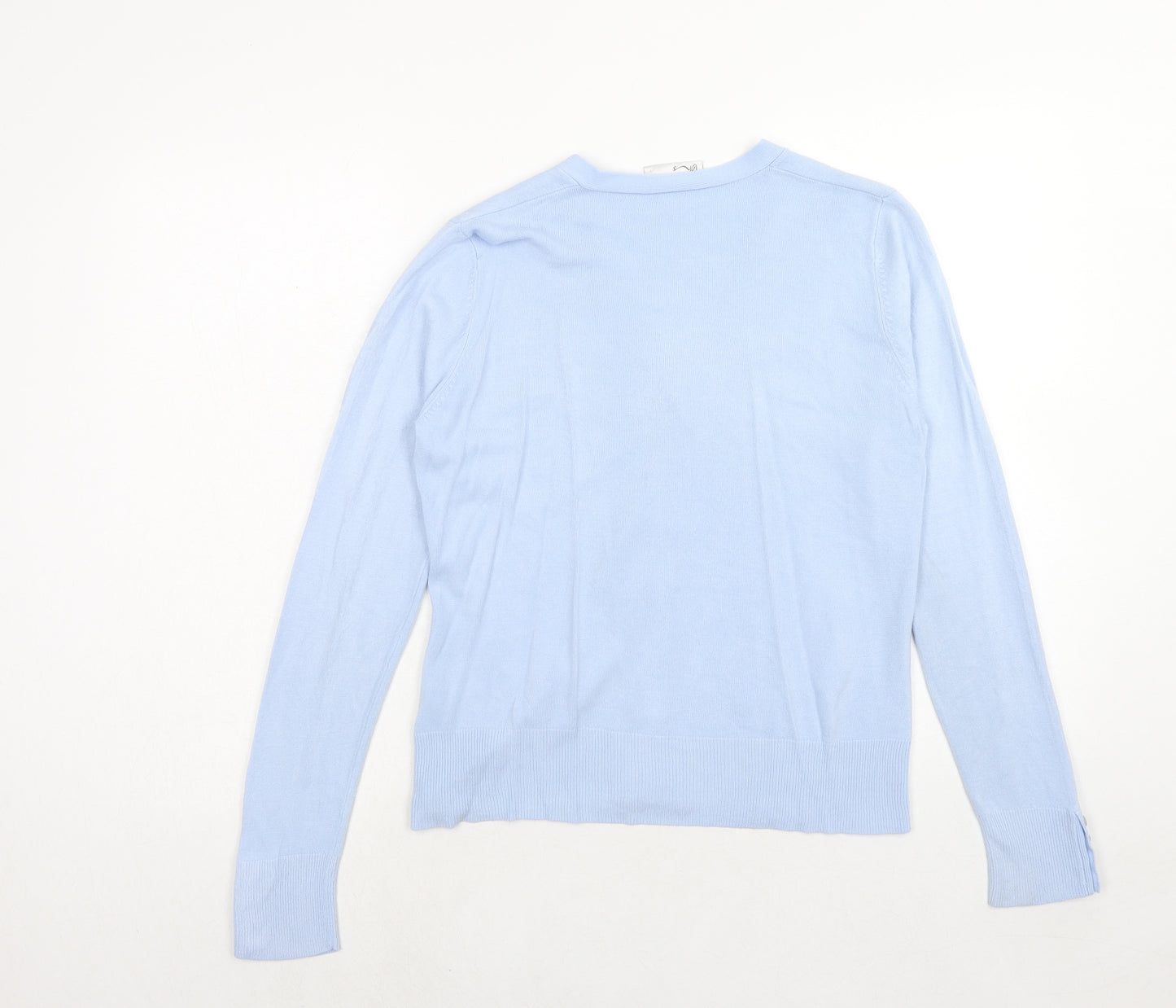 BHS Womens Blue V-Neck Acrylic Cardigan Jumper Size 10