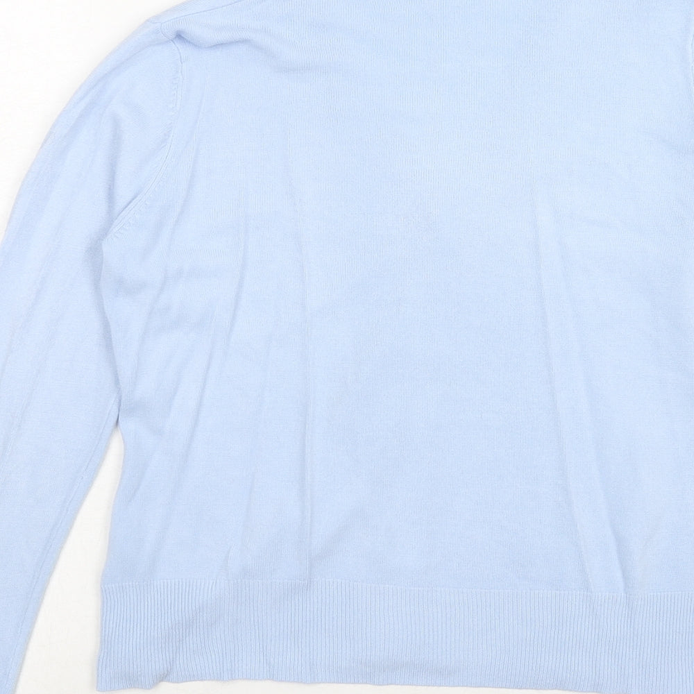 BHS Womens Blue V-Neck Acrylic Cardigan Jumper Size 10