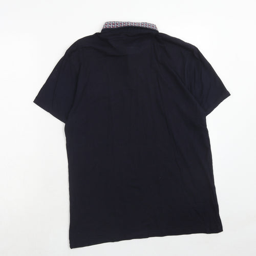 Cedar Wood State Mens Blue Cotton Polo Size M Collared Button