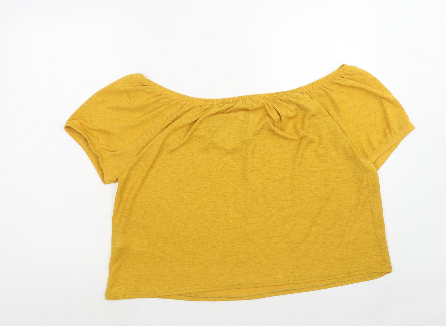 New Look Womens Yellow Polyester Basic T-Shirt Size L Off the Shoulder