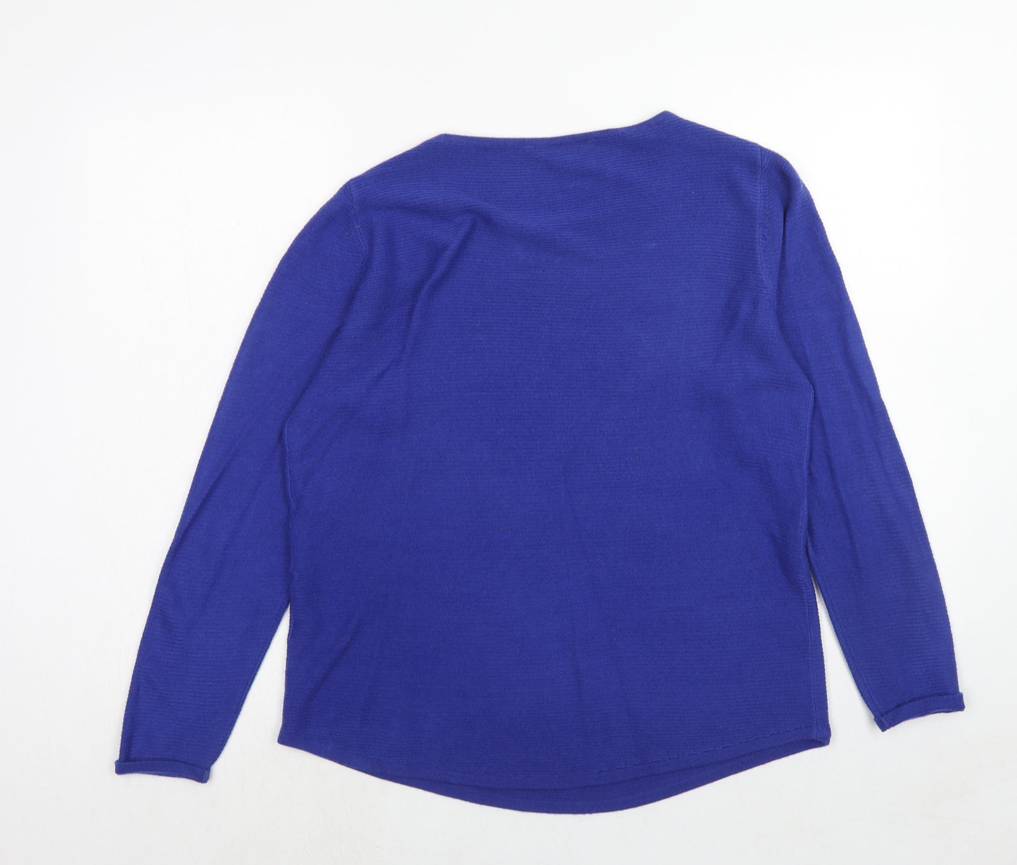 Bonmarché Womens Blue Round Neck Acrylic Pullover Jumper Size 14