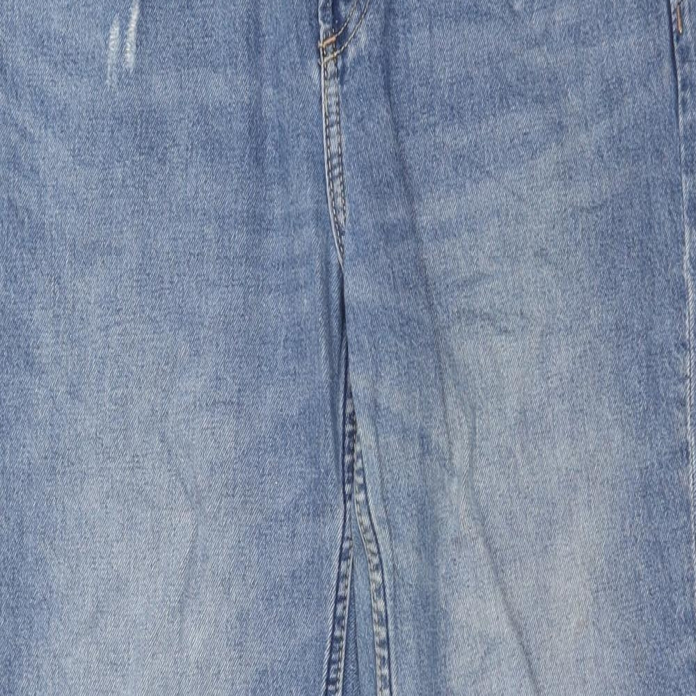 H&M Womens Blue Cotton Straight Jeans Size 30 in Regular Zip