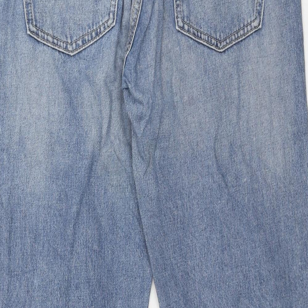 H&M Womens Blue Cotton Straight Jeans Size 30 in Regular Zip