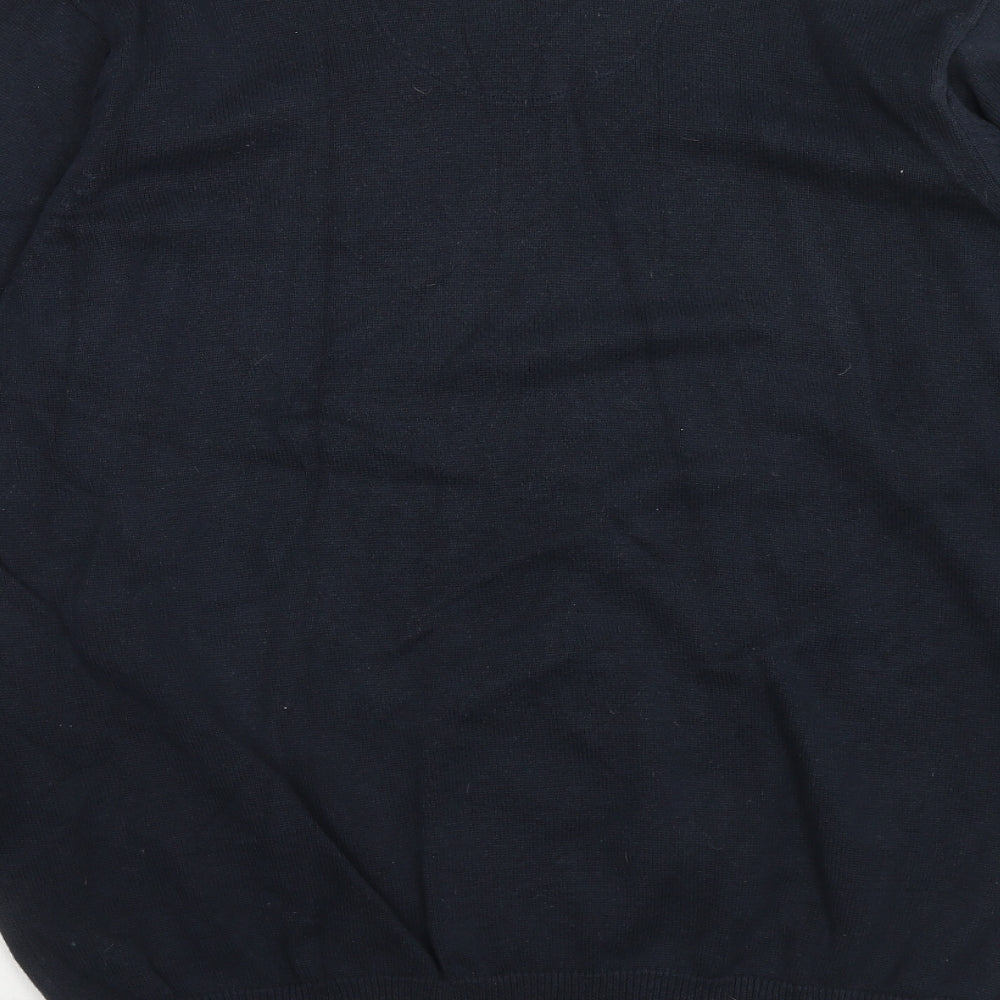 Blue Harbour Mens Blue V-Neck Cotton Pullover Jumper Size XL Long Sleeve