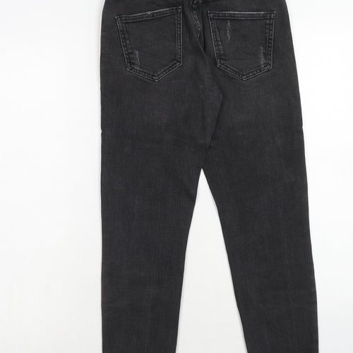 Topshop Womens Black Cotton Straight Jeans Size 25 in L28 in Regular Zip