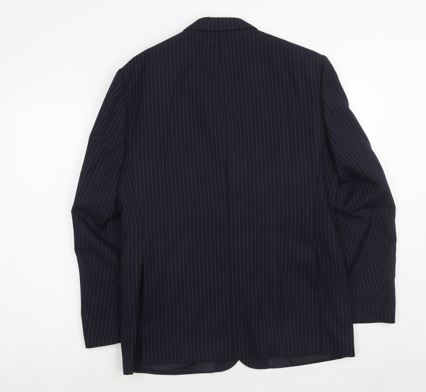 Vertek Mens Blue Striped Polyester Jacket Suit Jacket Size 40 Regular