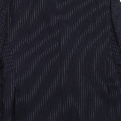 Vertek Mens Blue Striped Polyester Jacket Suit Jacket Size 40 Regular