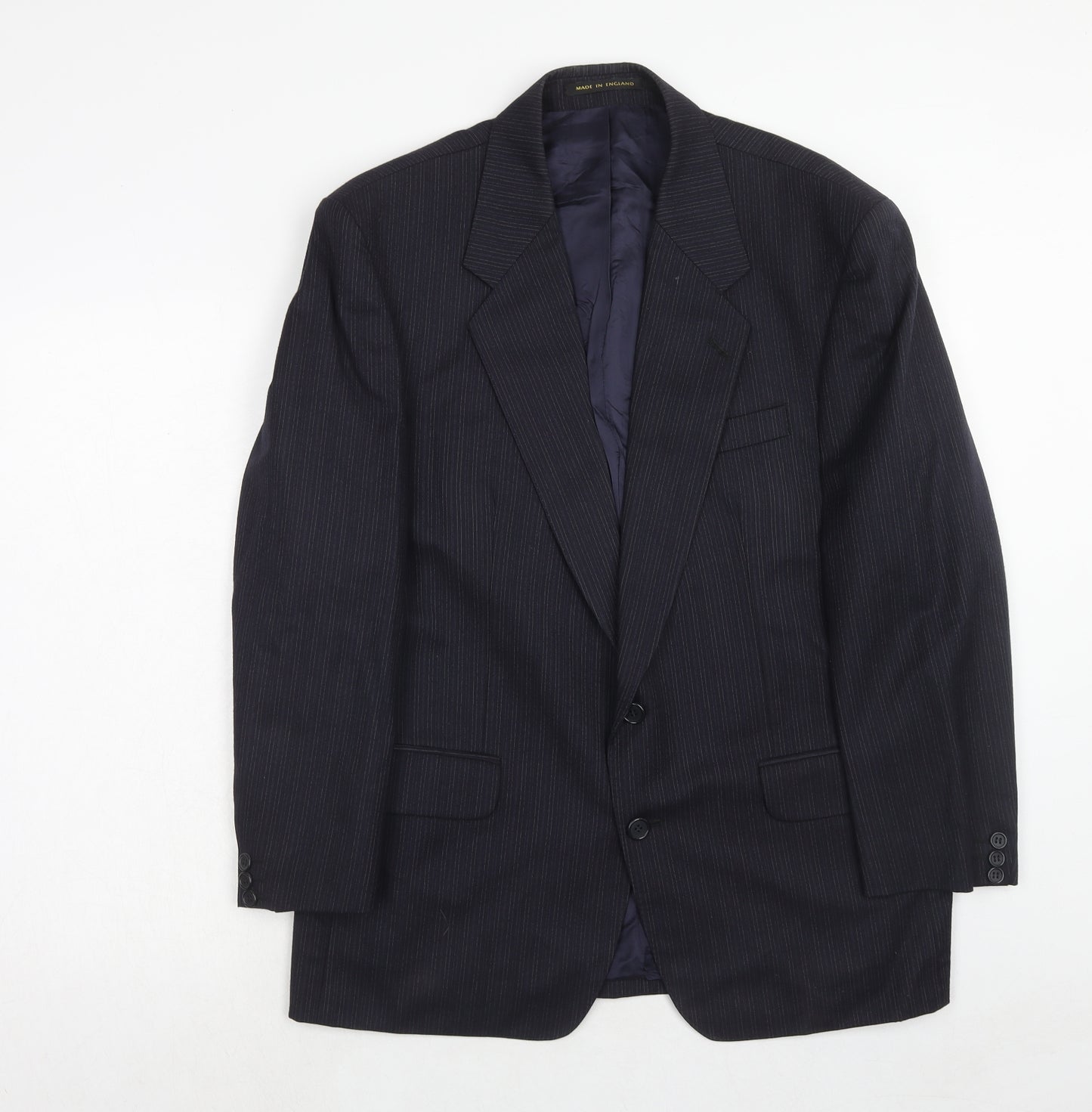 James Barry Mens Blue Striped Wool Jacket Suit Jacket Size 42 Regular