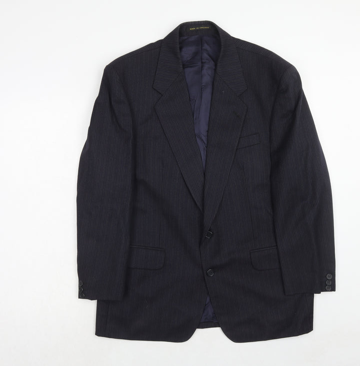 James Barry Mens Blue Striped Wool Jacket Suit Jacket Size 42 Regular