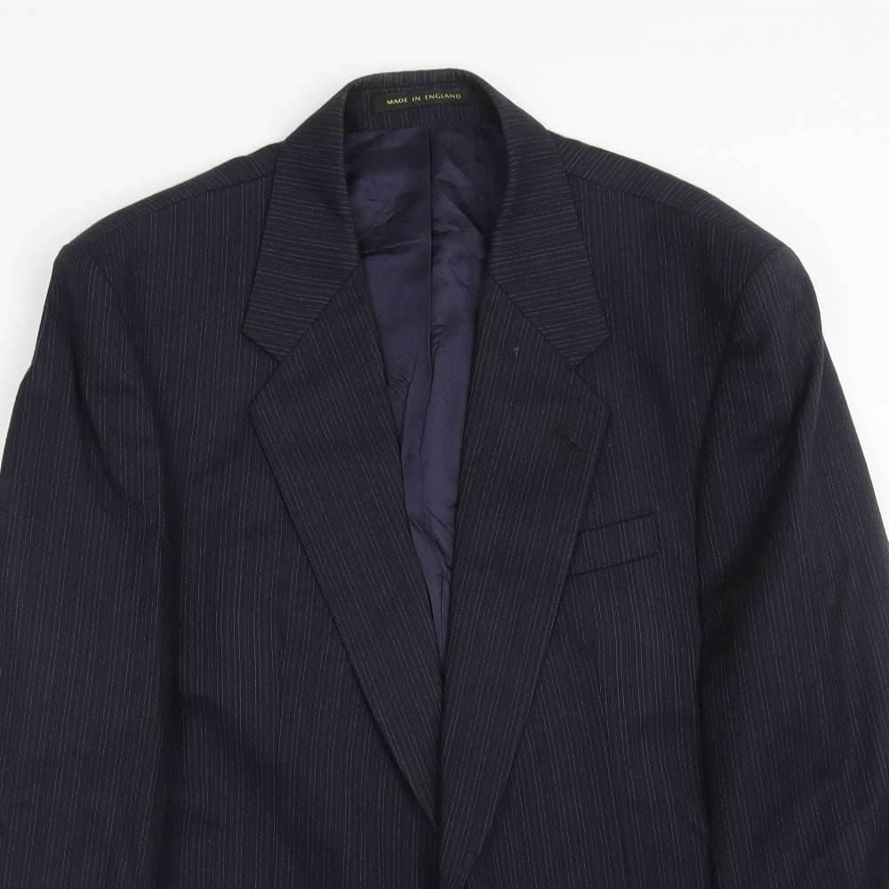 James Barry Mens Blue Striped Wool Jacket Suit Jacket Size 42 Regular