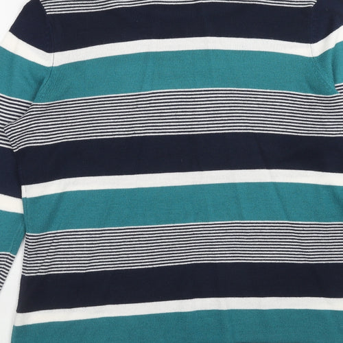 Bonmarché Womens Blue Round Neck Polka Dot Acrylic Pullover Jumper Size 10