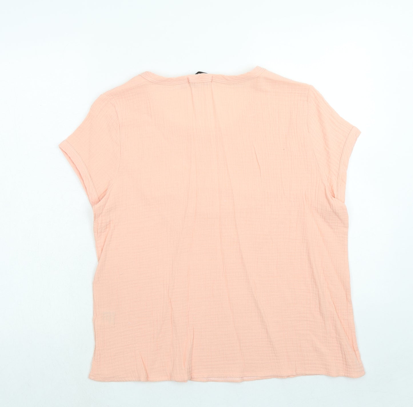 MissLook Womens Pink Polyester Basic T-Shirt Size L Round Neck