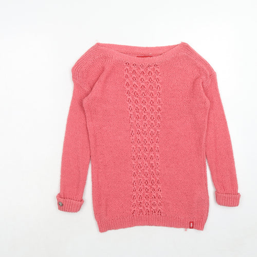 EDC Womens Pink Round Neck Cotton Pullover Jumper Size S