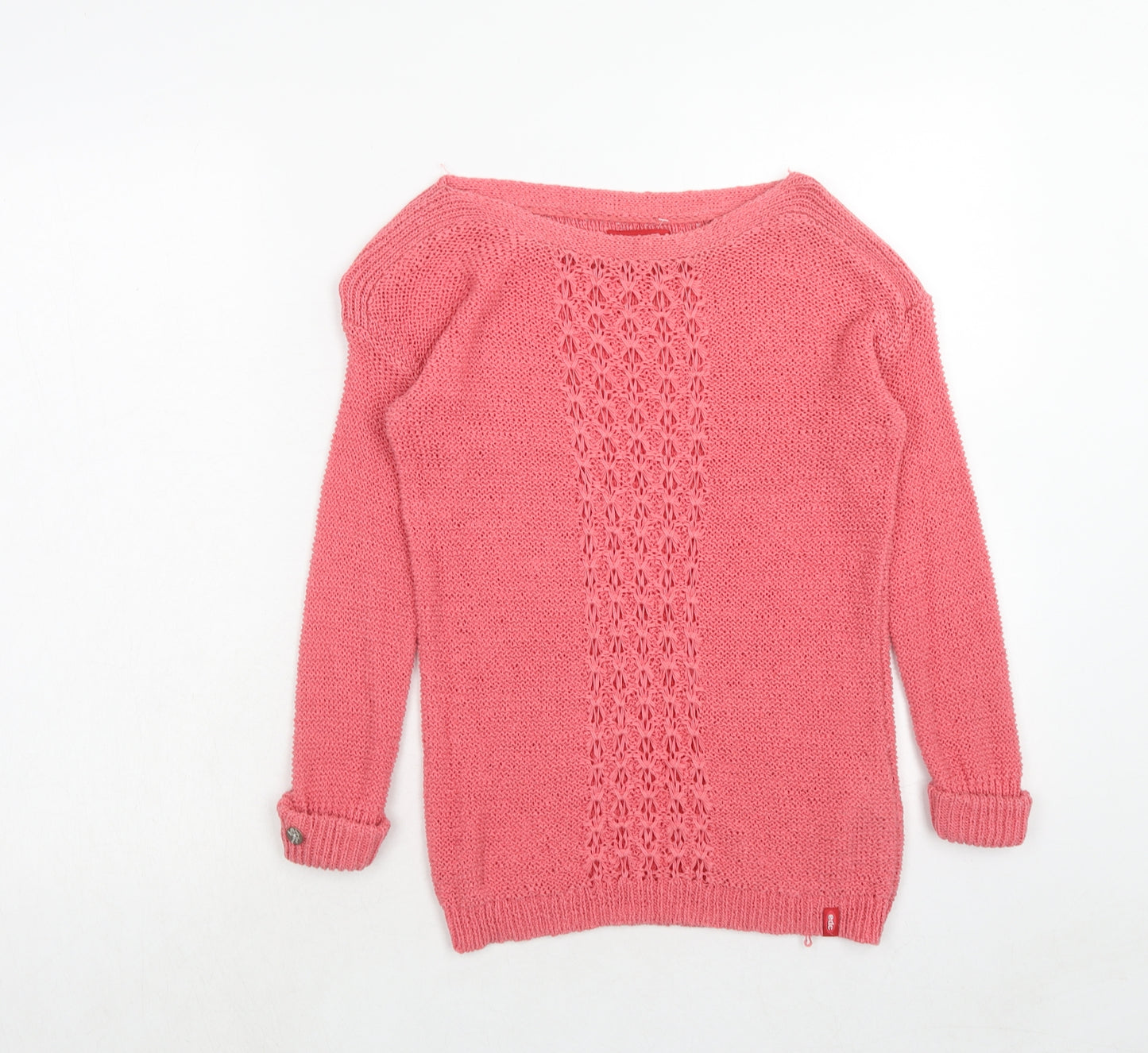 EDC Womens Pink Round Neck Cotton Pullover Jumper Size S