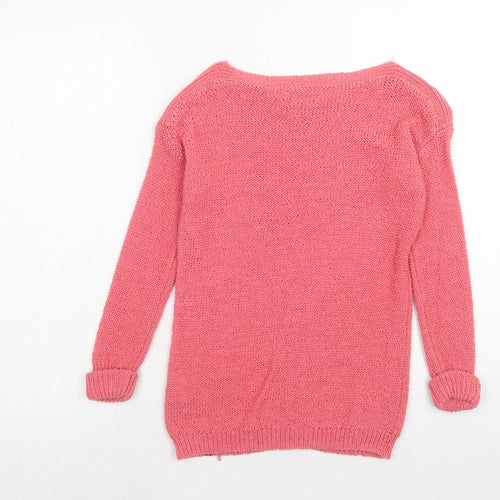 EDC Womens Pink Round Neck Cotton Pullover Jumper Size S