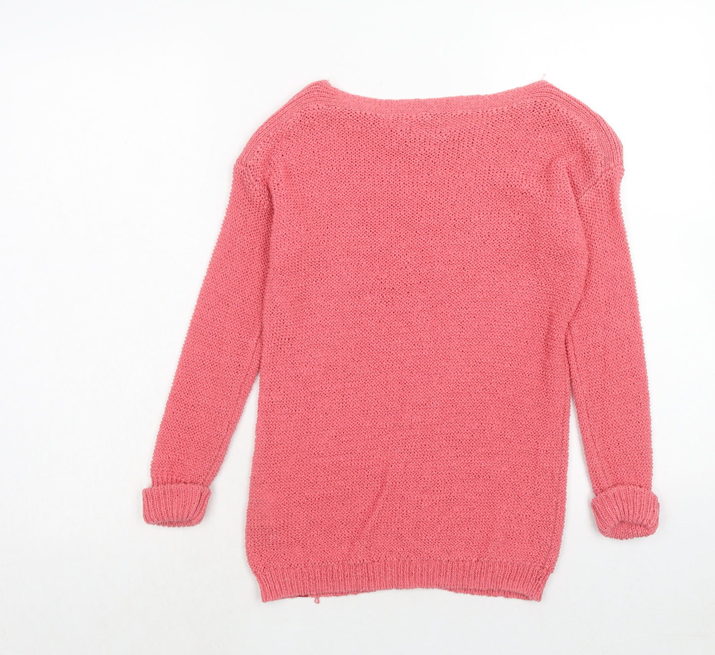 EDC Womens Pink Round Neck Cotton Pullover Jumper Size S