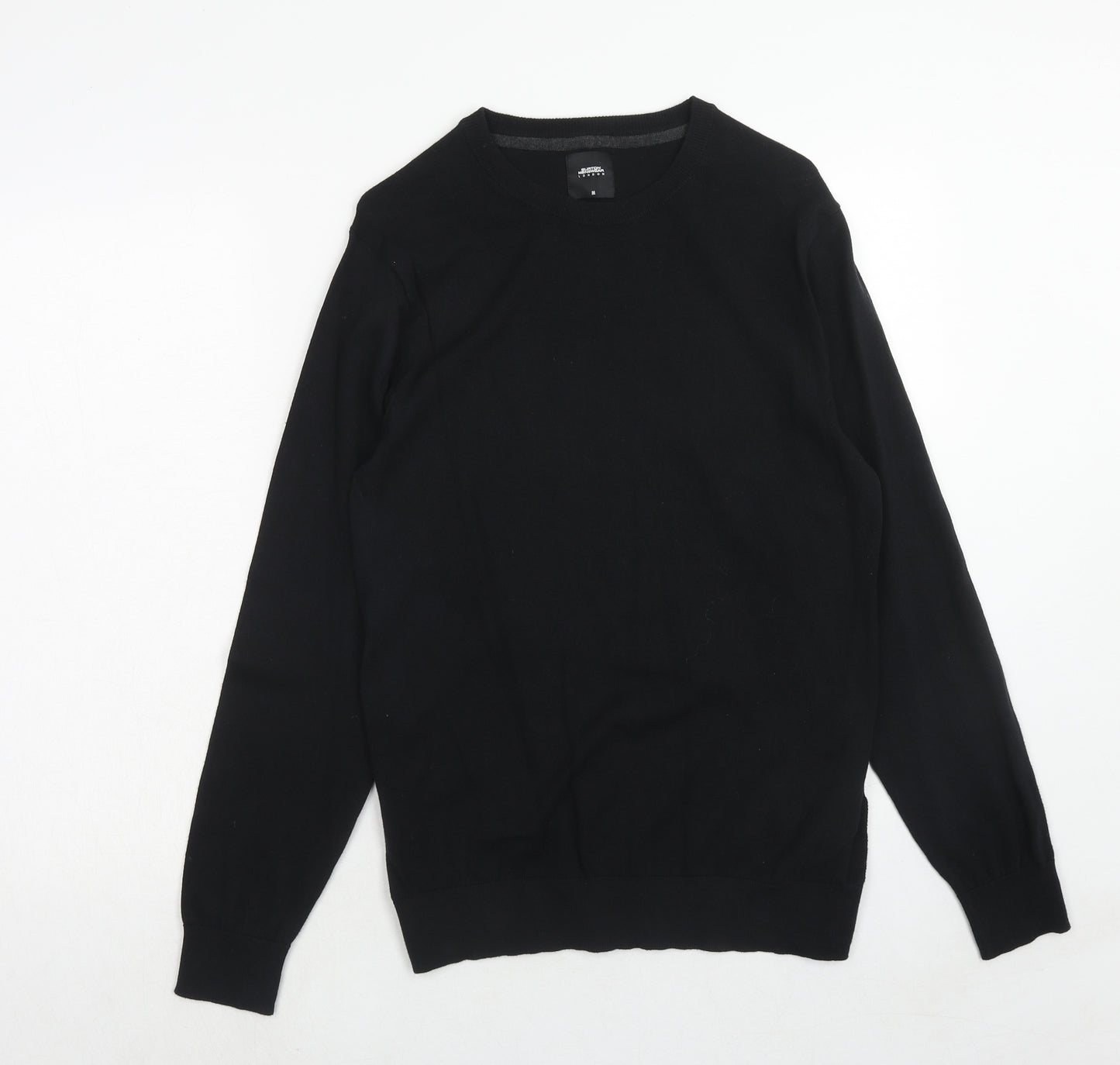 Burton Mens Black Round Neck Cotton Pullover Jumper Size M Long Sleeve