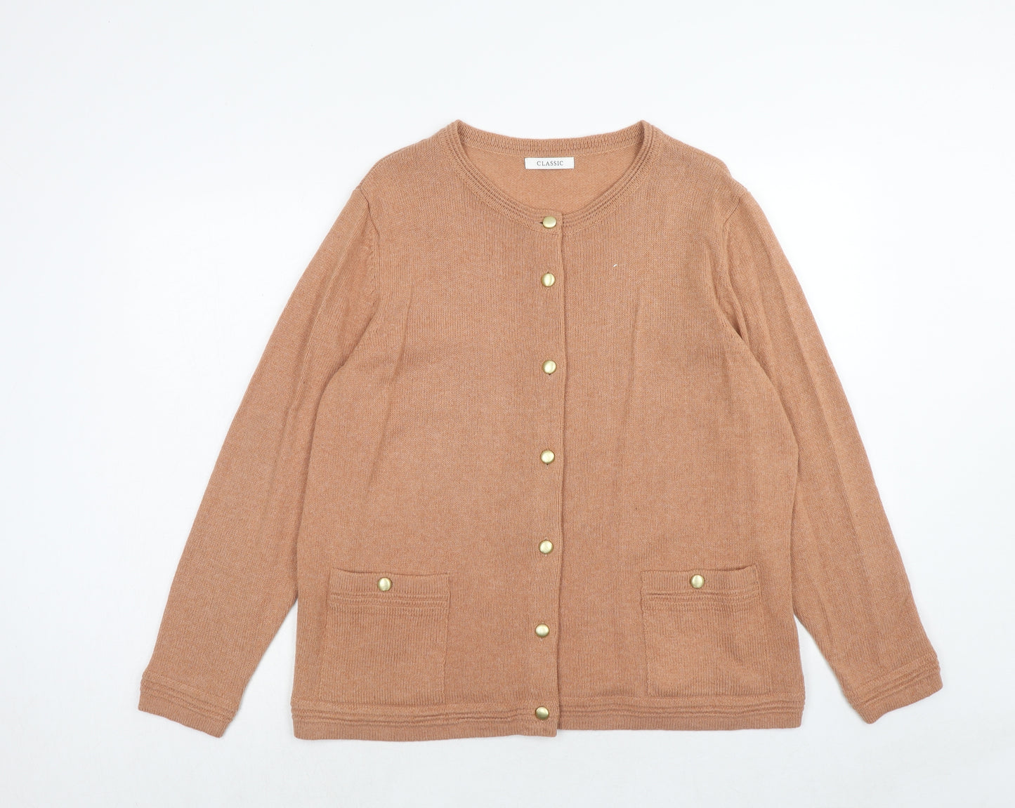 Marks and Spencer Womens Orange Round Neck Wool Cardigan Jumper Size 18
