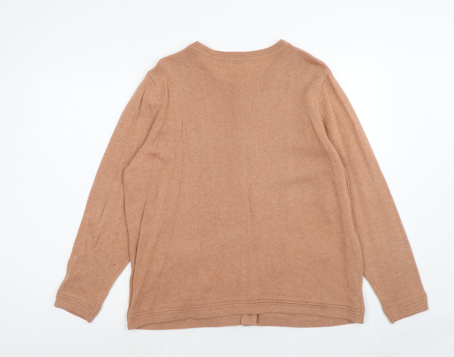 Marks and Spencer Womens Orange Round Neck Wool Cardigan Jumper Size 18