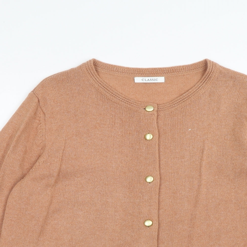 Marks and Spencer Womens Orange Round Neck Wool Cardigan Jumper Size 18