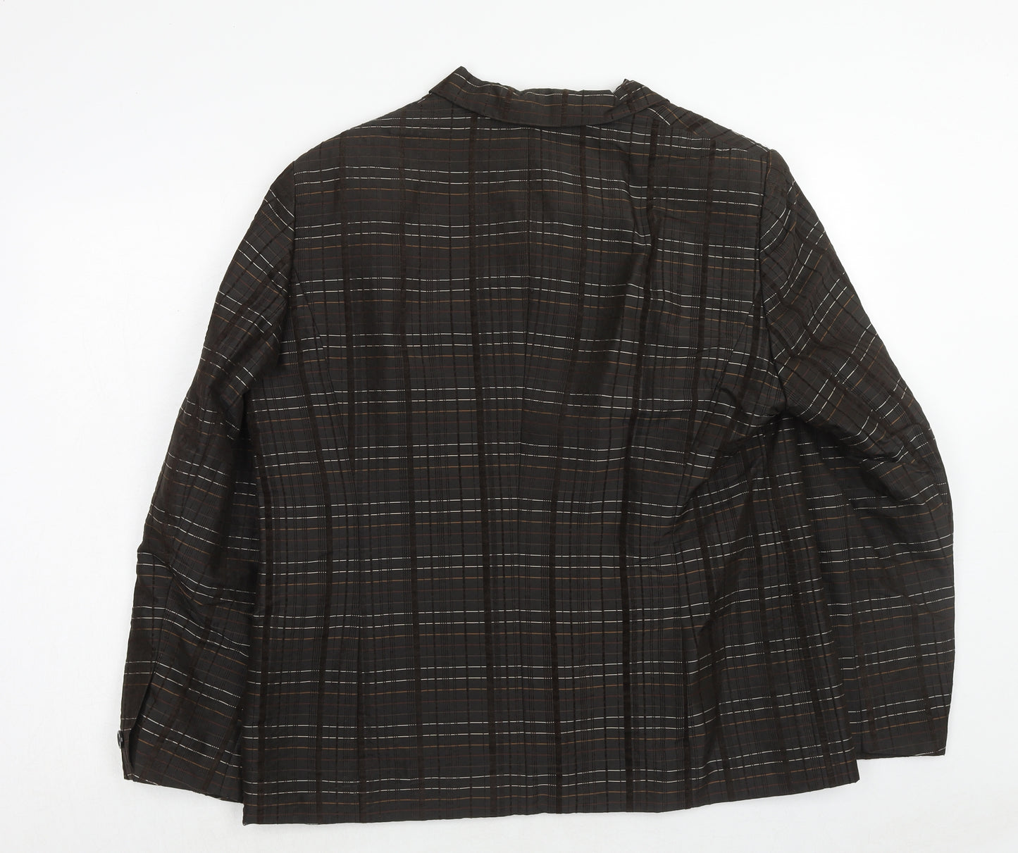 Gerry Weber Womens Brown Plaid Polyester Jacket Blazer Size 18