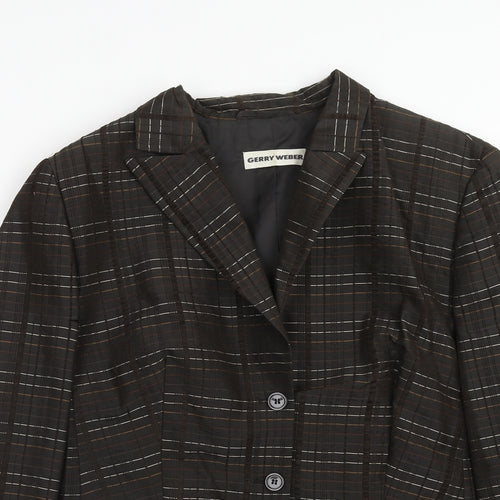 Gerry Weber Womens Brown Plaid Polyester Jacket Blazer Size 18