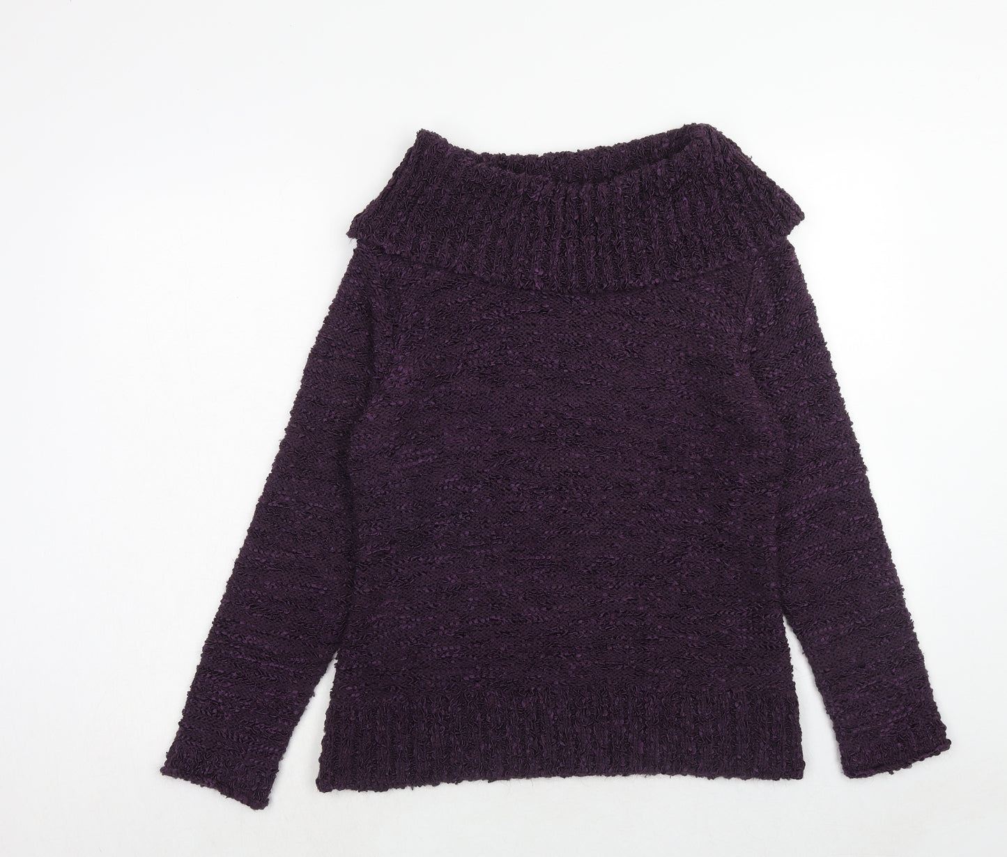 ALEXARA Womens Purple Roll Neck Acrylic Pullover Jumper Size M
