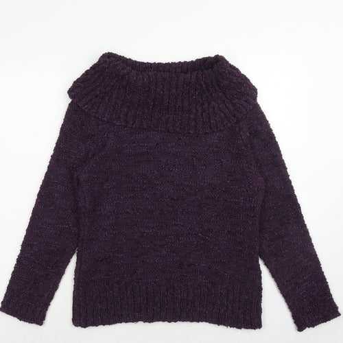 ALEXARA Womens Purple Roll Neck Acrylic Pullover Jumper Size M
