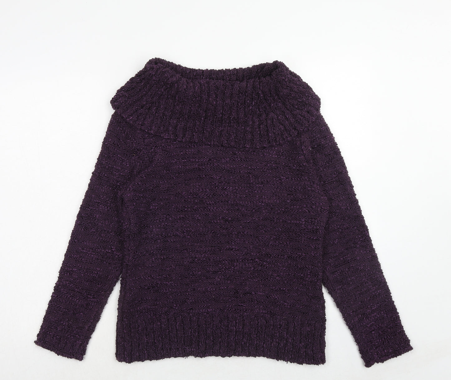 ALEXARA Womens Purple Roll Neck Acrylic Pullover Jumper Size M