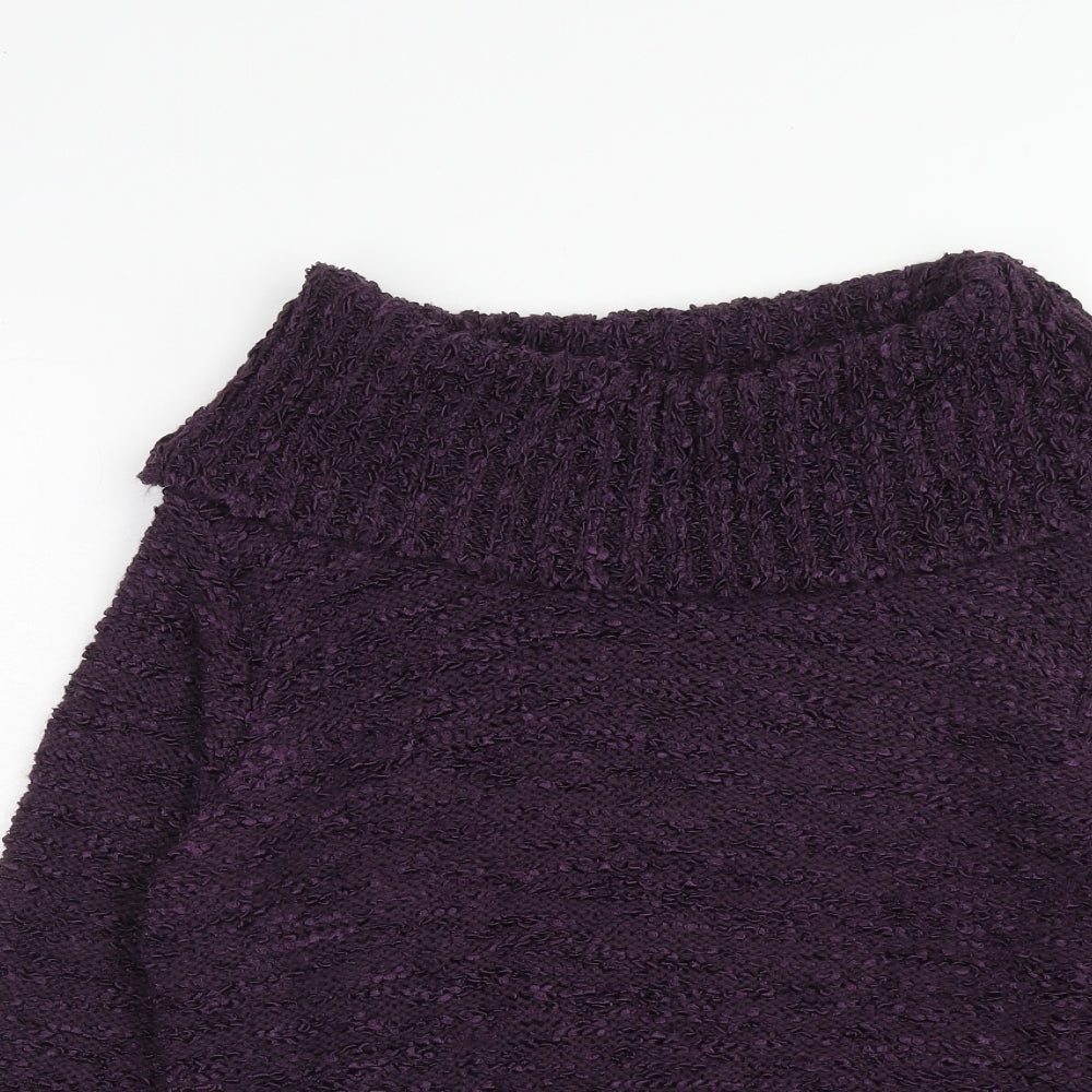 ALEXARA Womens Purple Roll Neck Acrylic Pullover Jumper Size M