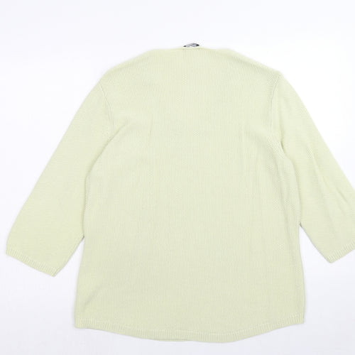 M&Co Womens Green V-Neck Acrylic Pullover Jumper Size 16