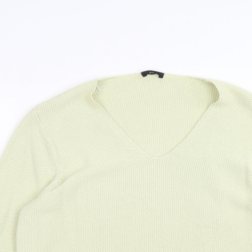 M&Co Womens Green V-Neck Acrylic Pullover Jumper Size 16