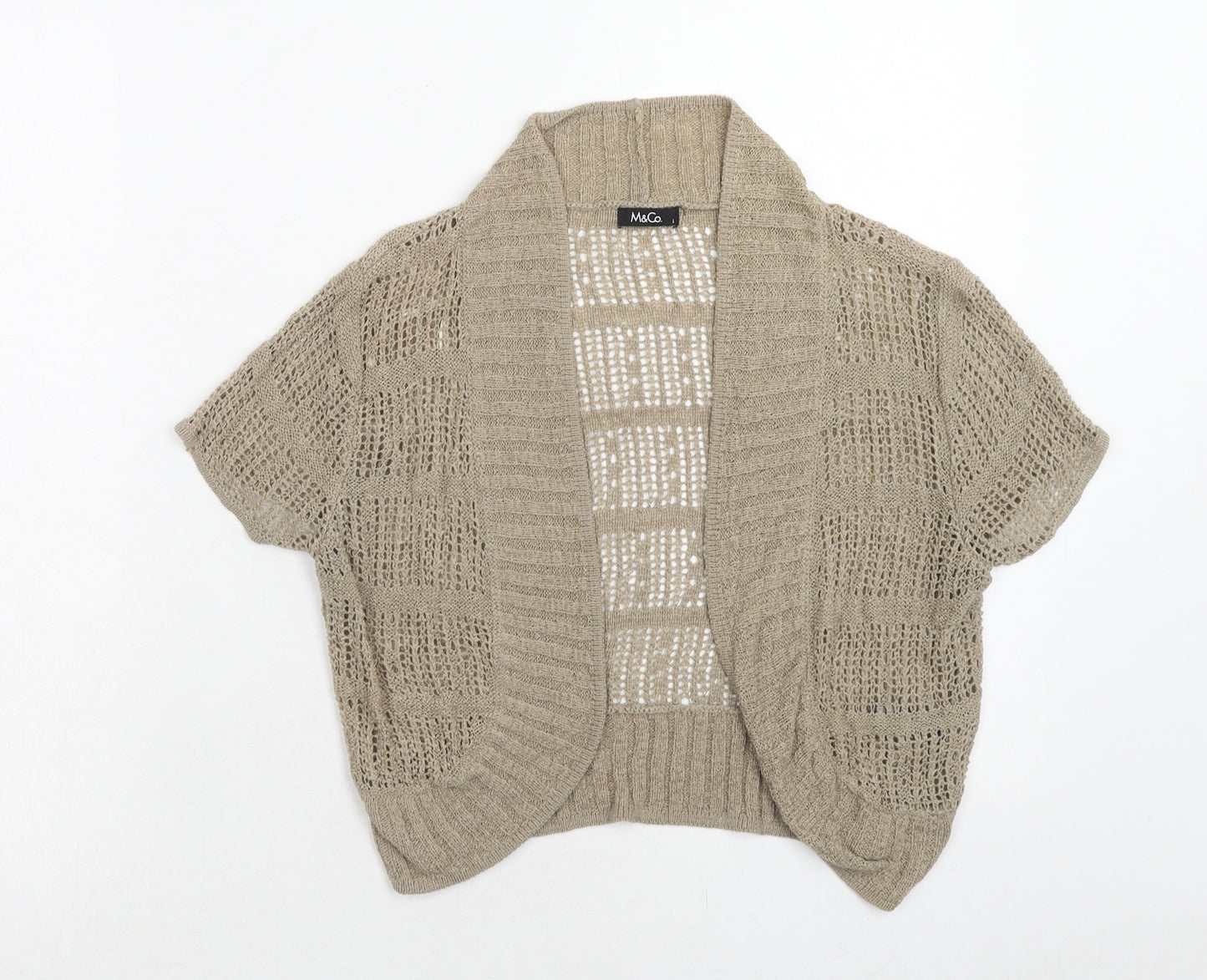 M&Co Womens Brown V-Neck Acrylic Cardigan Jumper Size L