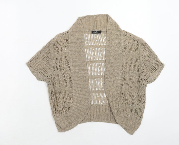 M&Co Womens Brown V-Neck Acrylic Cardigan Jumper Size L